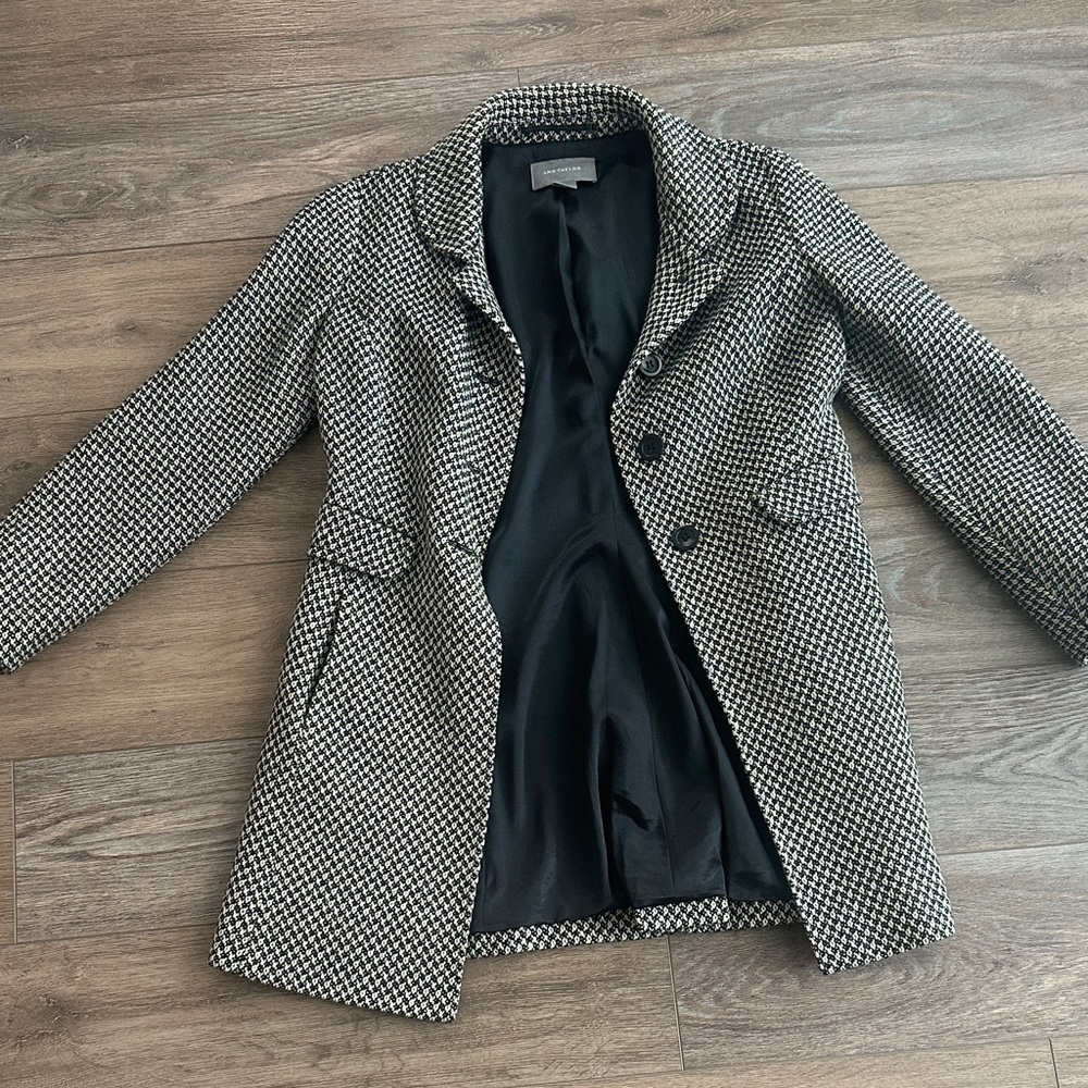 Ann Taylor Black and White Pea Coat